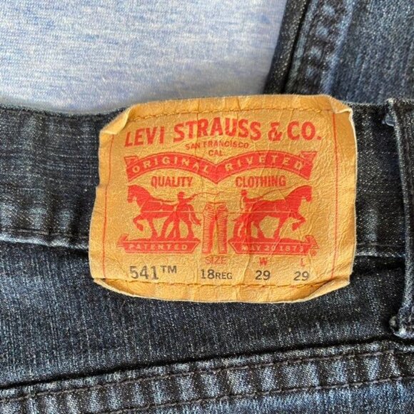 Levis 541 Athletic Youth Fit Jeans Size 18 Reg 29x29 Faded Blue/Black Denim - Picture 4 of 5